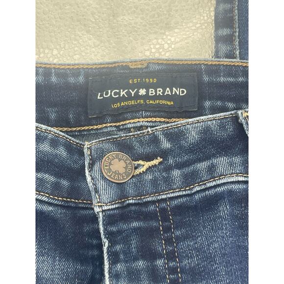 Lucky Brand Dark Wash Blue Distressed Denim Skinny Jeans Women's Size 6/28 - Picture 6 of 10